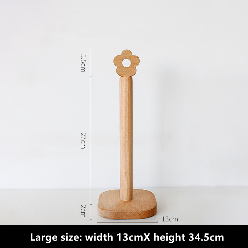 Solid Wood Paper Roll Holder, Creative Kitchen Vertical Beech Paper Towel Rack