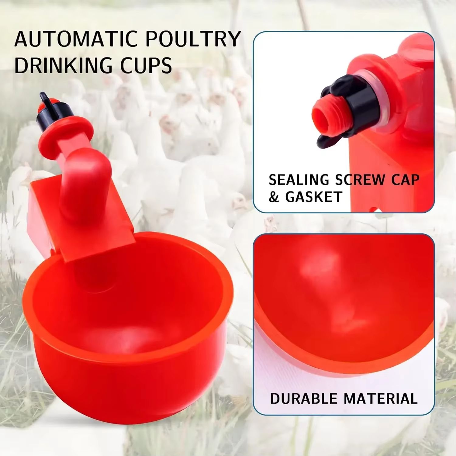 Automatic Poultry Drinking Cups – Easy Install Chicken & Duck Water Dispenser System