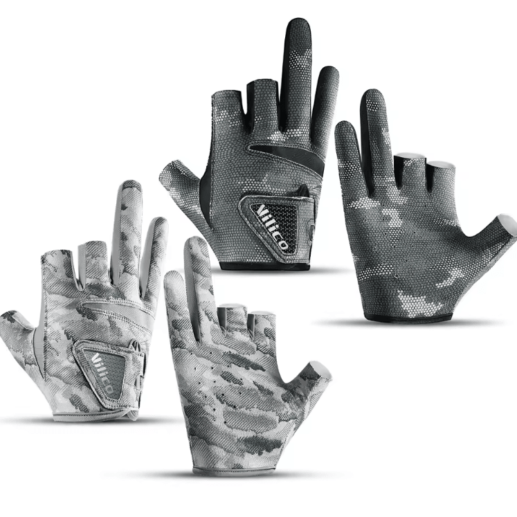 Ice Silk 3-Finger Fishing Gloves Breathable Anti-Slip Sun Protection Gloves for Men