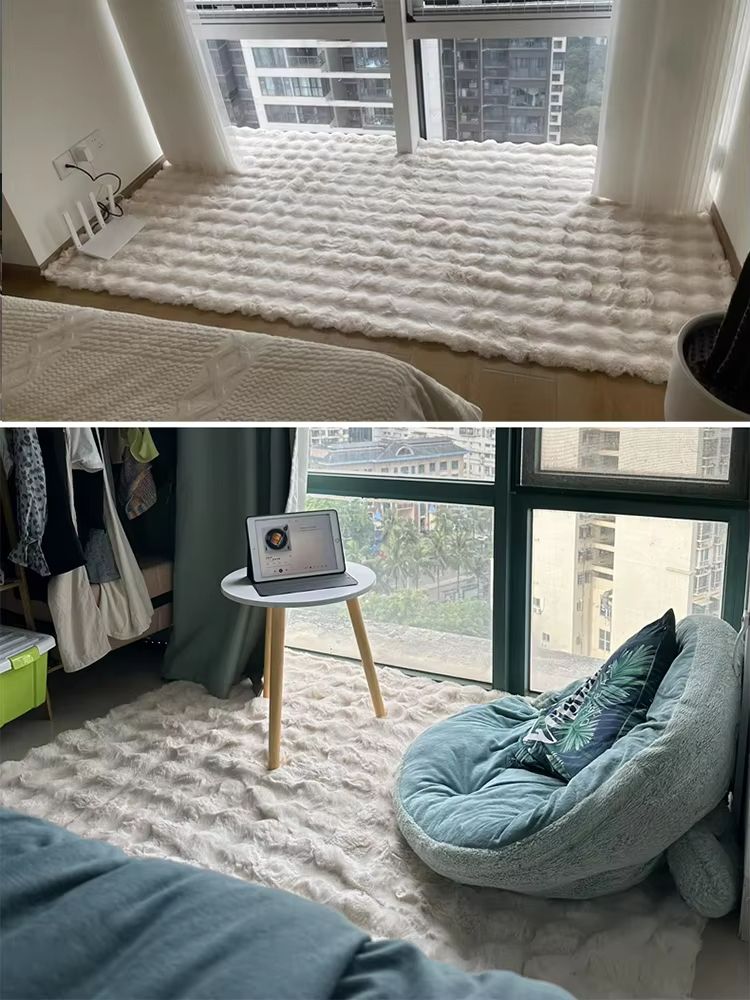 CloudBubbles Plush Faux Rabbit Fur Rug – Soft Bubble Carpet for Cozy Spaces