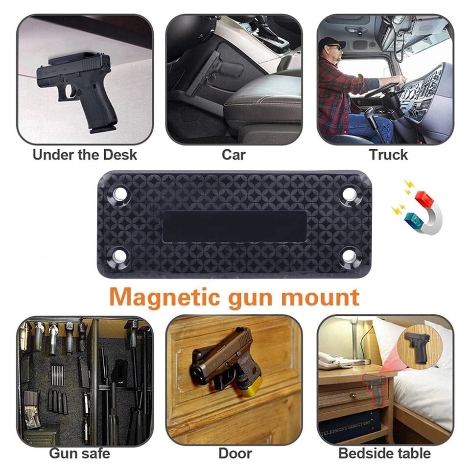 Magnetic Handgun Holder for Vehicle or Desk Mounting