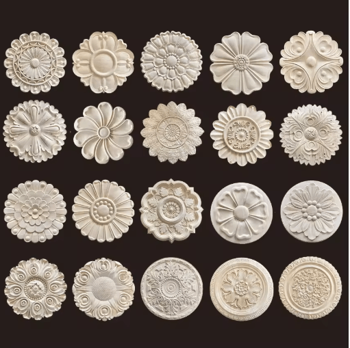 Hand Carved Wooden Applique Onlays Decorative Wood Furniture Applique for Doors & Home Decor