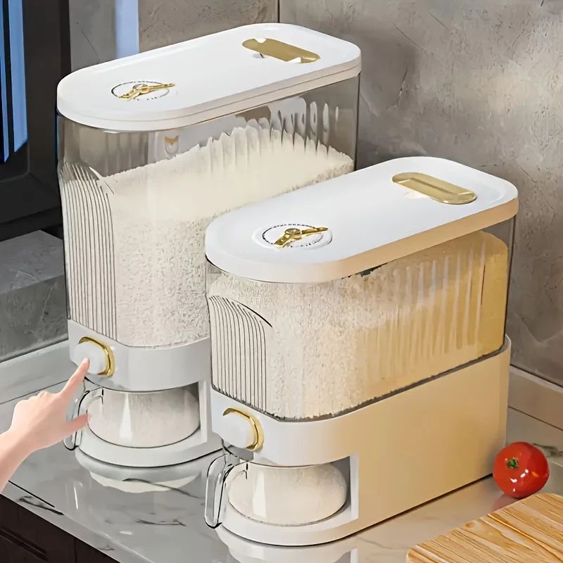 SmartSeal Airtight Rice Dispenser – Large Rice Storage Container with Measuring Cup & Time Markings