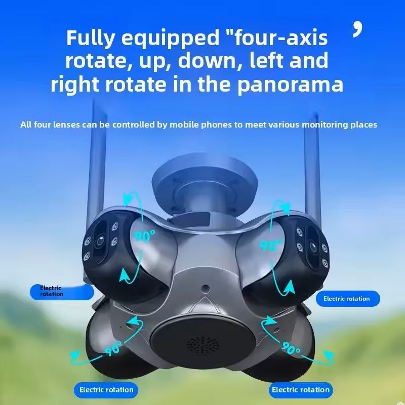Four Lens WiFi Security Camera with Auto Tracking and PTZ