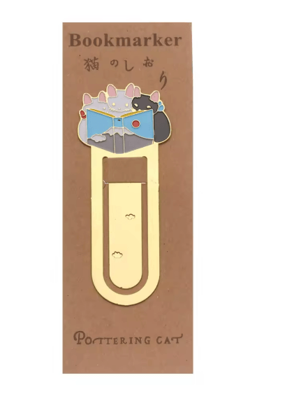 Gold Plated Cat Bookmark Folder Clip Cute Reading Label