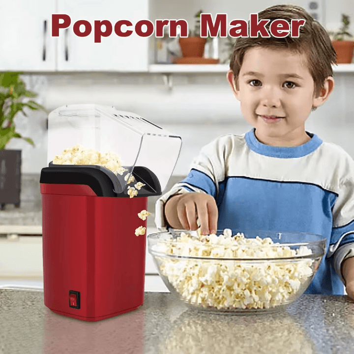 HOMEFISH Mini Electric Popcorn Machine – Hot Air Oil-Free Popcorn Maker for Home Kitchen
