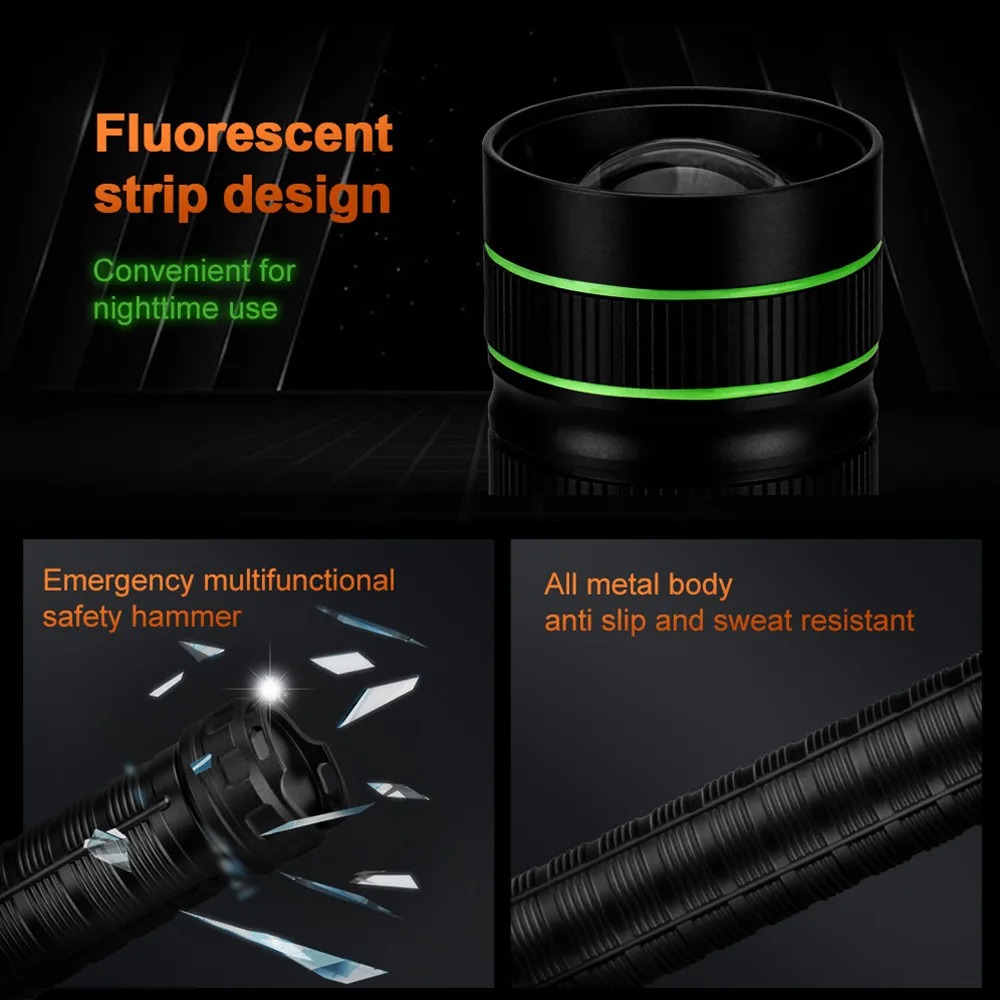 Ultra Bright LED Tactical Flashlight USB Rechargeable Long-Range Lantern