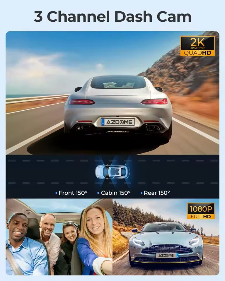 4K Front and Rear Dash Cam with GPS, WiFi, and IR Night Vision