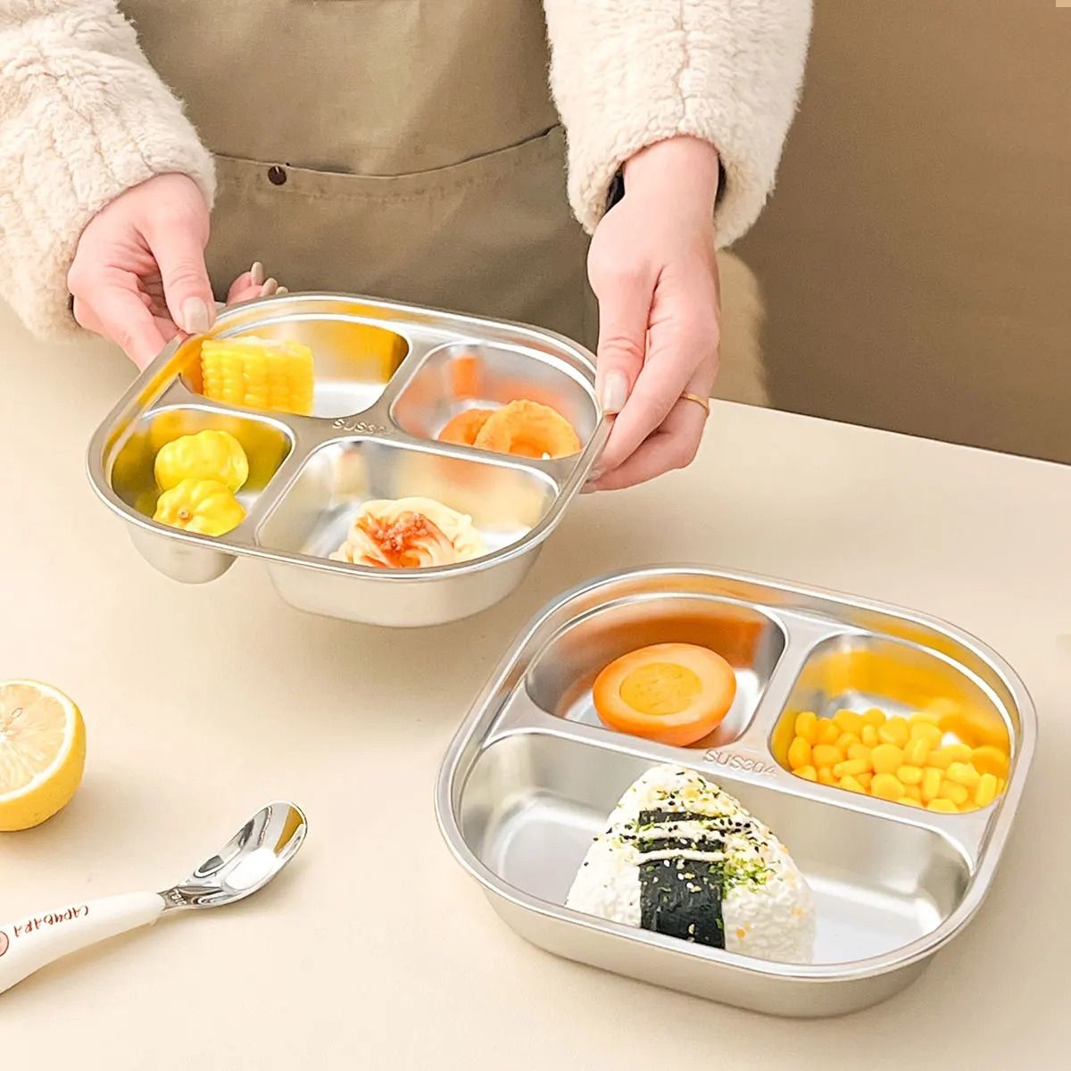Capybara Stainless Steel Divided Plate 3 Compartment Kids Dinner Plate