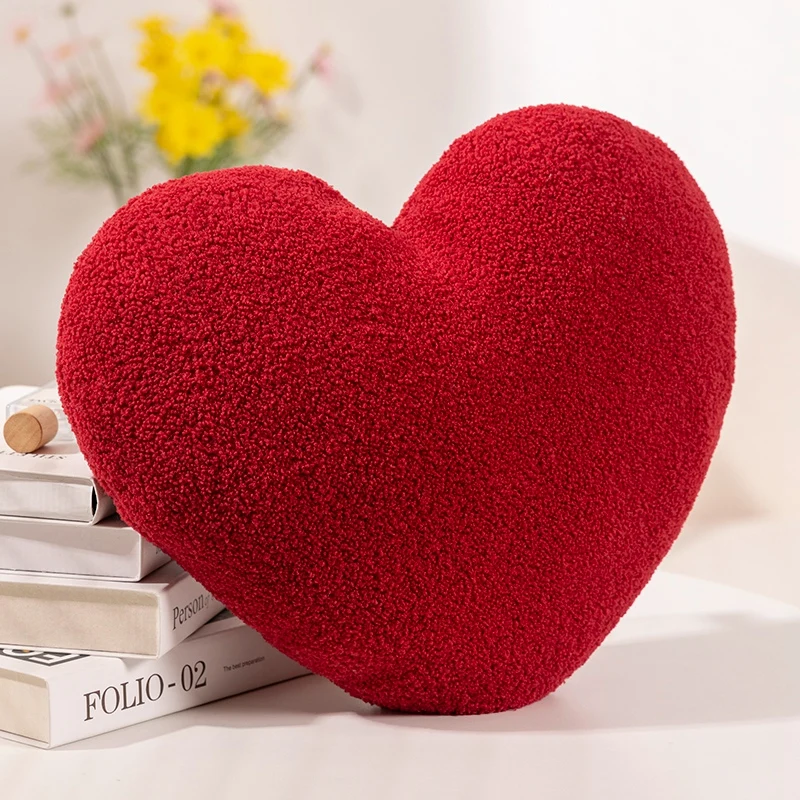 Soft Cartoon Dolls, Simulation Red Heart Throw Pillow, Comfortable Plush Toys, Funny Gift for Birthday Present