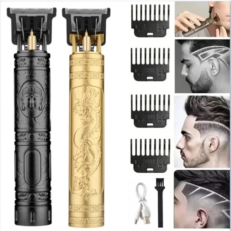 Vintage Cordless Hair Clipper Trimmer USB Fast Charging Electric Shaver