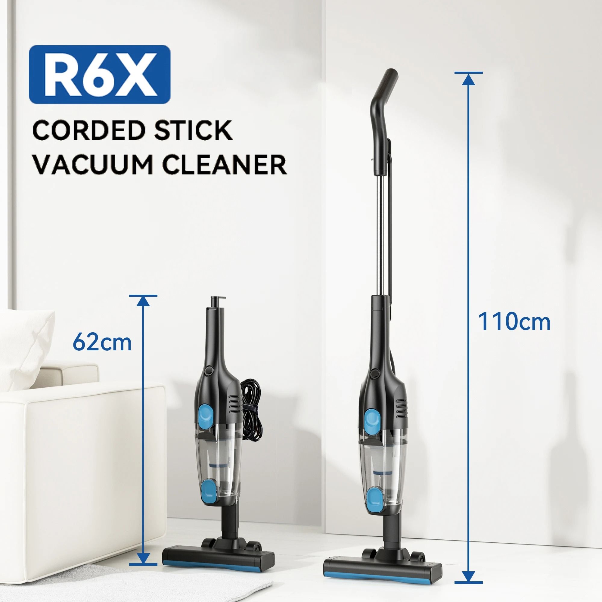 Corded Vacuum Cleaner with Powerful Suction and Long Cord for Car and Home Cleaning