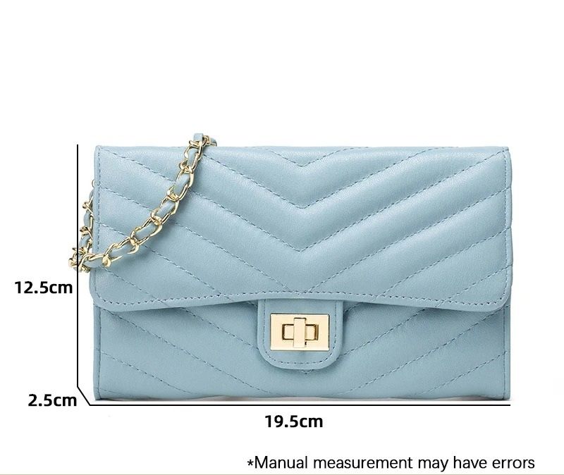 Fashionable V-Pattern Quilted Crossbody Chain Bag
