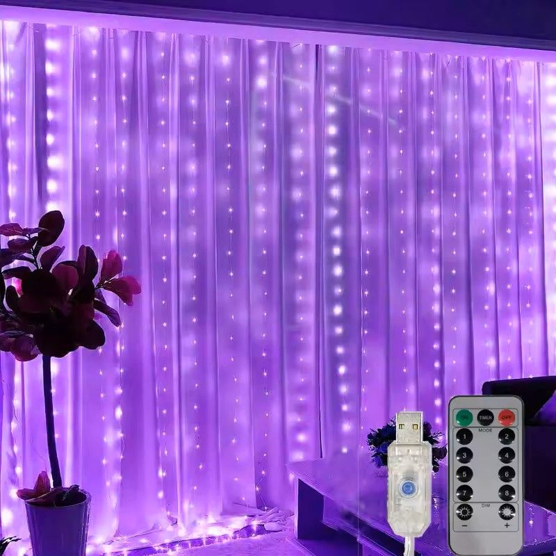 USB LED Curtain String Lights with 8 Modes