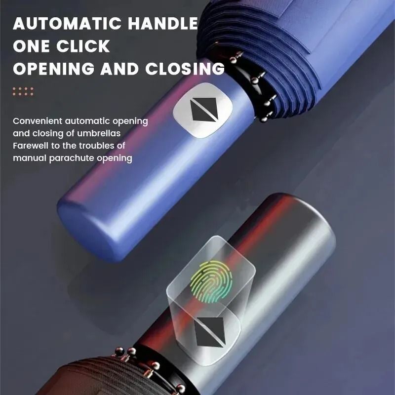 12-Bone Fully Automatic Heavy-Duty Umbrella – UV Resistant & Windproof Folding Design
