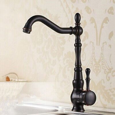 Antique Bronze Kitchen Faucet, Uythner Single Handle Retro Brass Basin Tap with Hot/Cold Water Mixing (Deck Mounted)