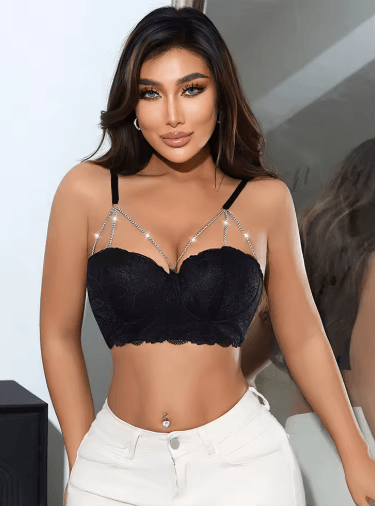 Diamond Chain Lace 3 to 4 Cup Underwire Push Up Bra