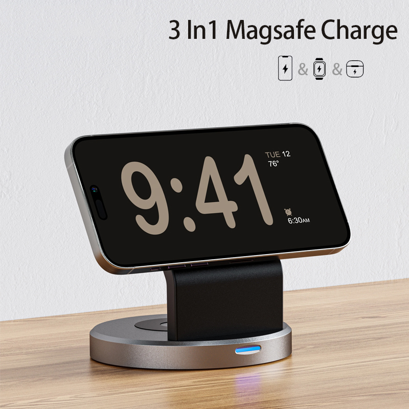 wireless charging station with Magnetic MagSafe charger stand