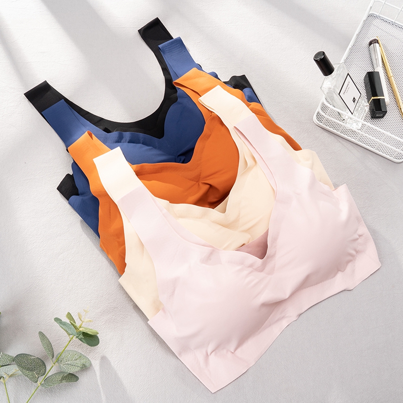 Seamless Ice Silk Bra Vest, Women Push Up Underwear, Padded Bralette, Soft Lingerie Sleep Top, Supportive Soutien Gorge
