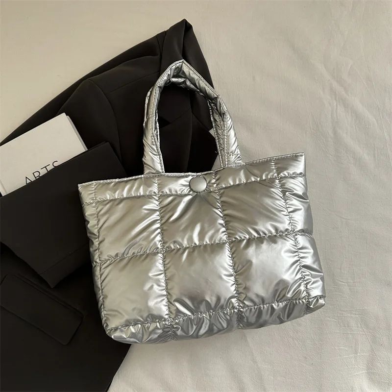 Large-Capacity Quilted Puffer Tote Bag for Women – Lightweight Waterproof Shoulder Bag
