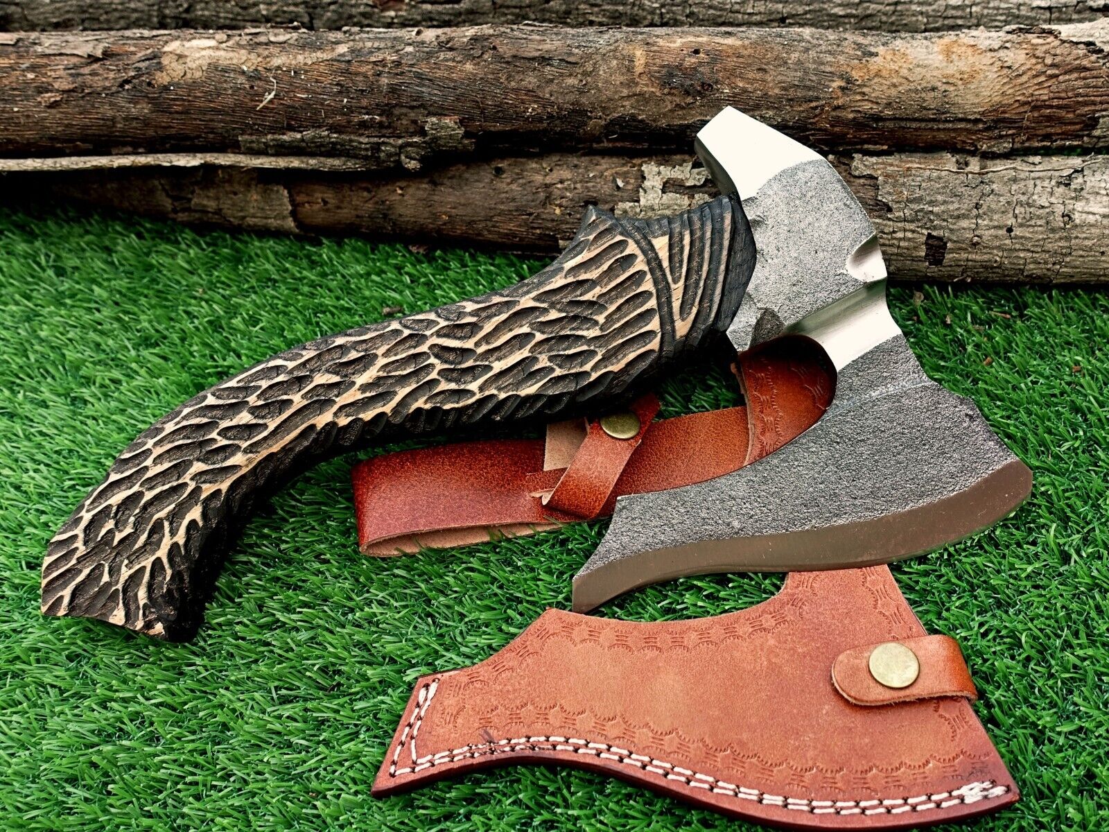 Handmade Viking Axe - Unique Design, Free Leather Cover Included
