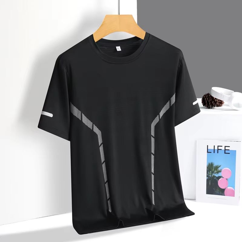 Men's Ice Silk Quick-Dry Reflective Running T-Shirt - Breathable Fitness Top (Up to 5XL)