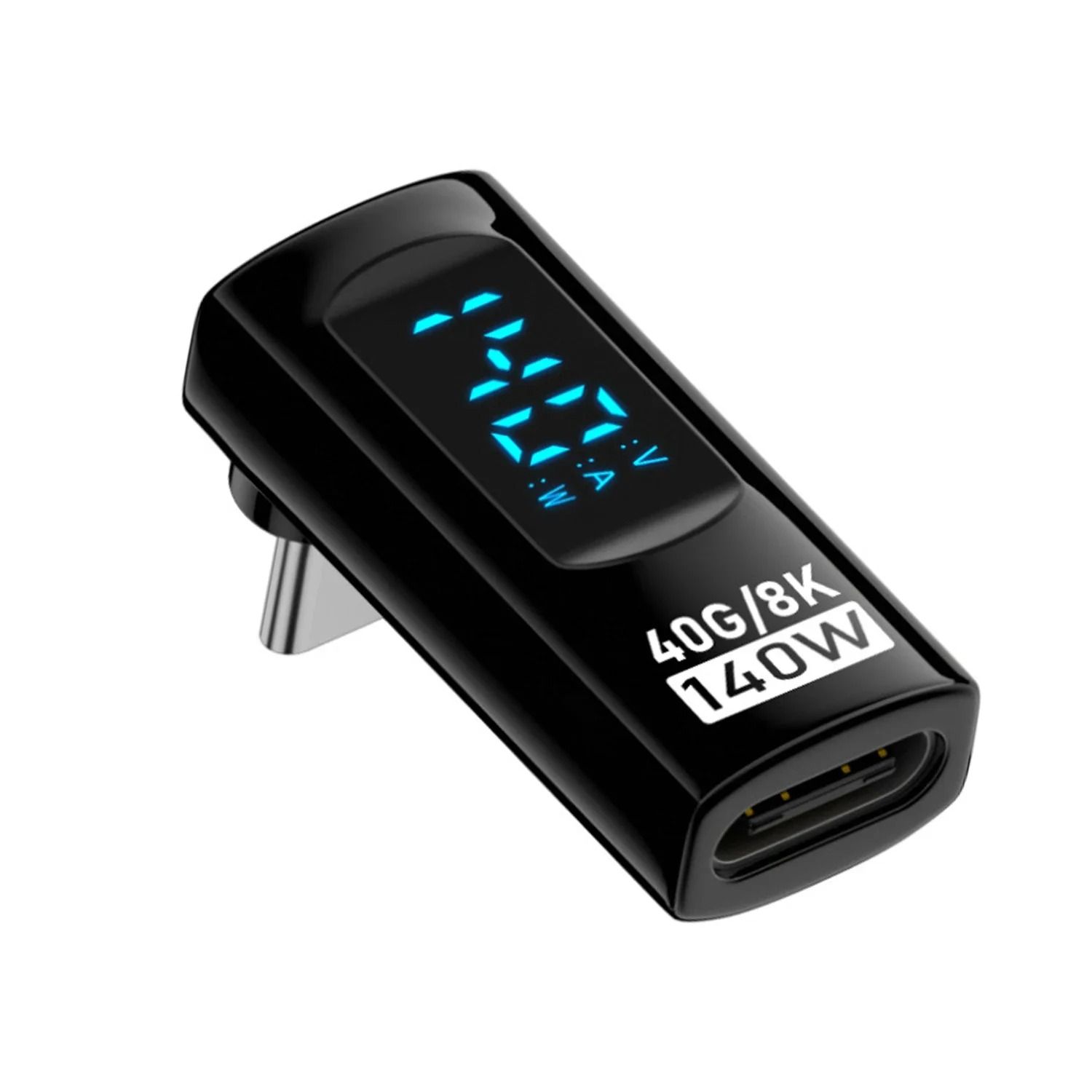 USB C Right Angle Adapter 40Gbps 140W Fast Charging Converter with Digital Display