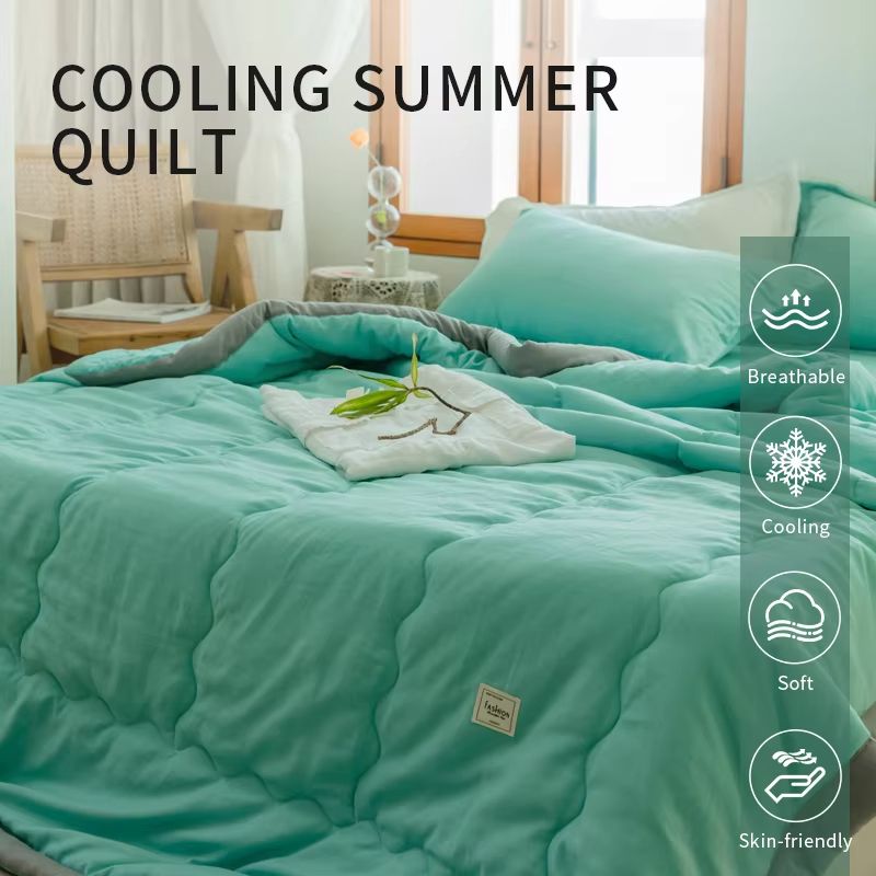 2025 Japanese Polyester Cotton Quilted Summer Quilt – Lightweight & Skin-Friendly