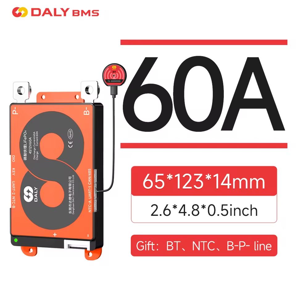 Daly Smart LiFePO4 BMS 4 to 16S 100A with Bluetooth UART and CANBUS