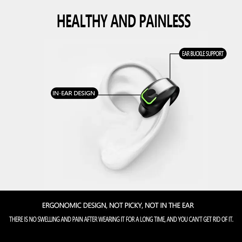 Bone Conduction Headset Wireless Bluetooth Earphone Clip with Mic - Noise Canceling High Quality TWS Auriculares