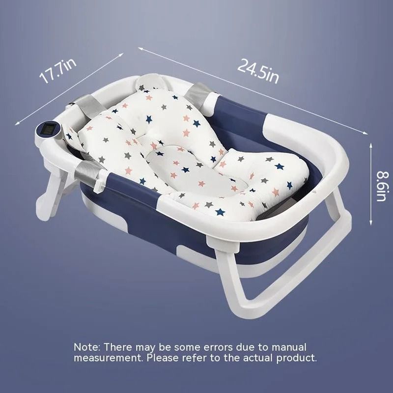 Smart Folding Baby Bath Tub with Real-Time Temperature Display and Non-Slip Mat
