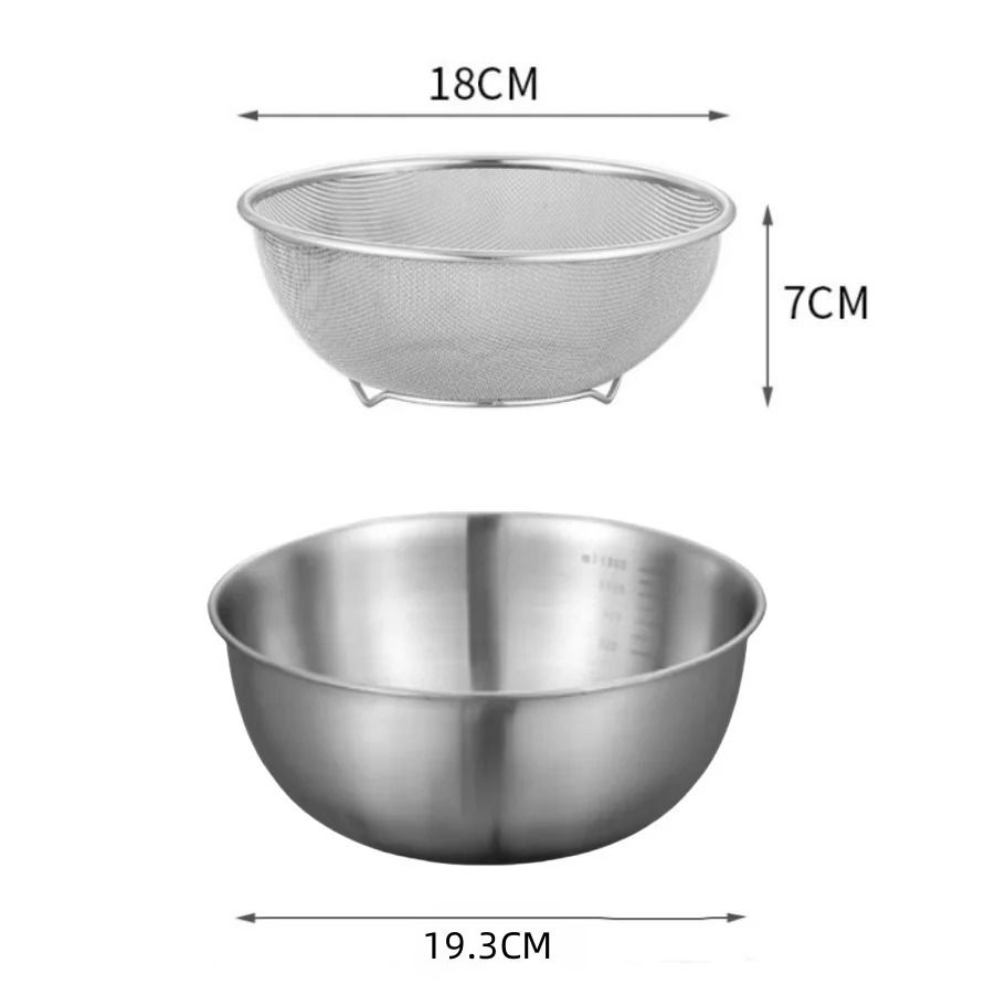 Stainless Steel Mixing Bowl Set With Measurement Scale