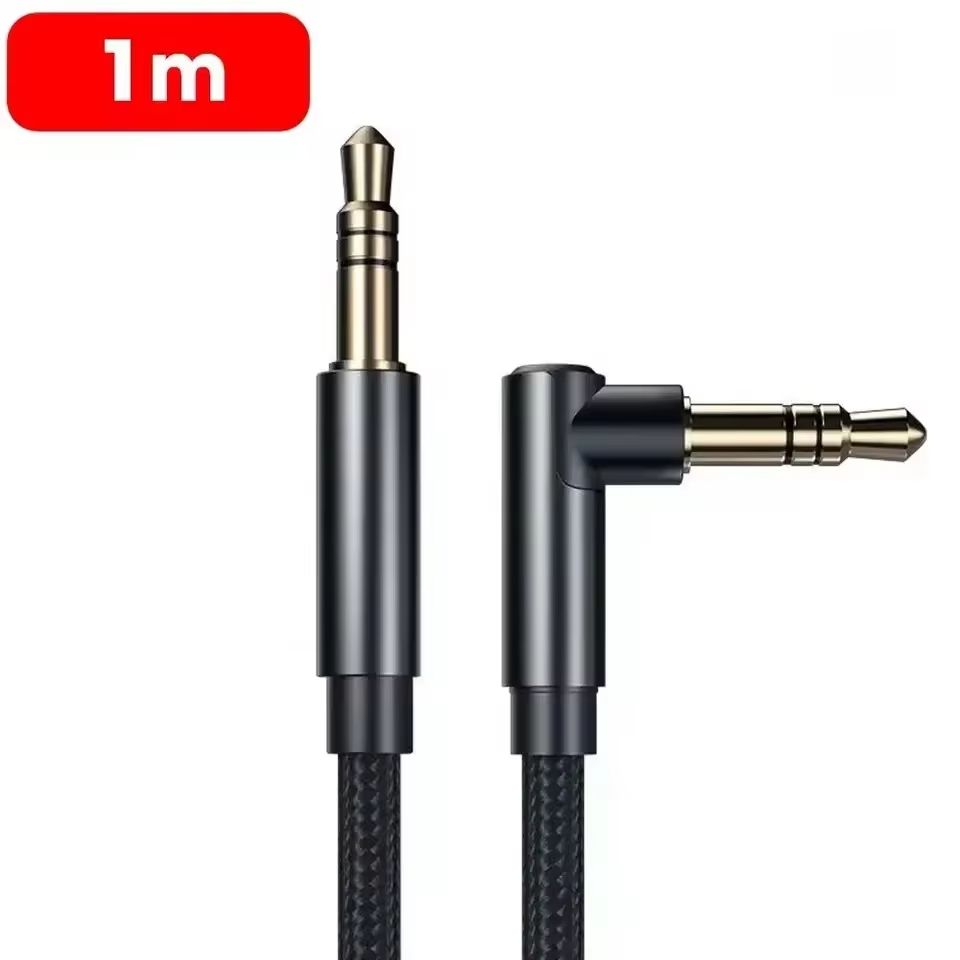 90° Elbow 3.5mm Audio Aux Cable Male-to-Male Stereo Wire