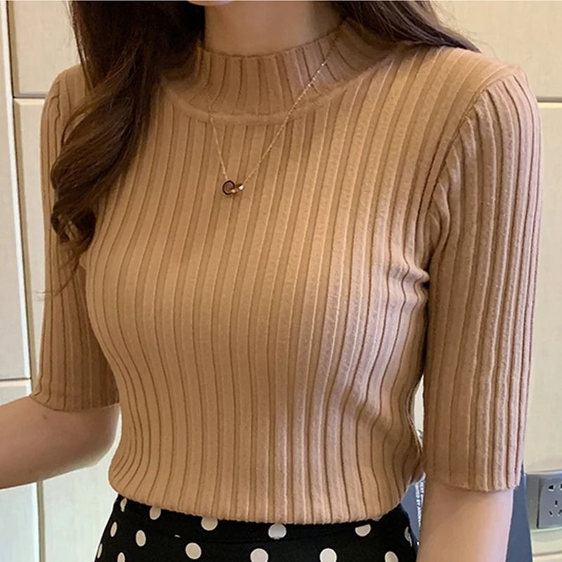 Short Sleeve Knit Blouse for Women Summer Lightweight Pullover Top