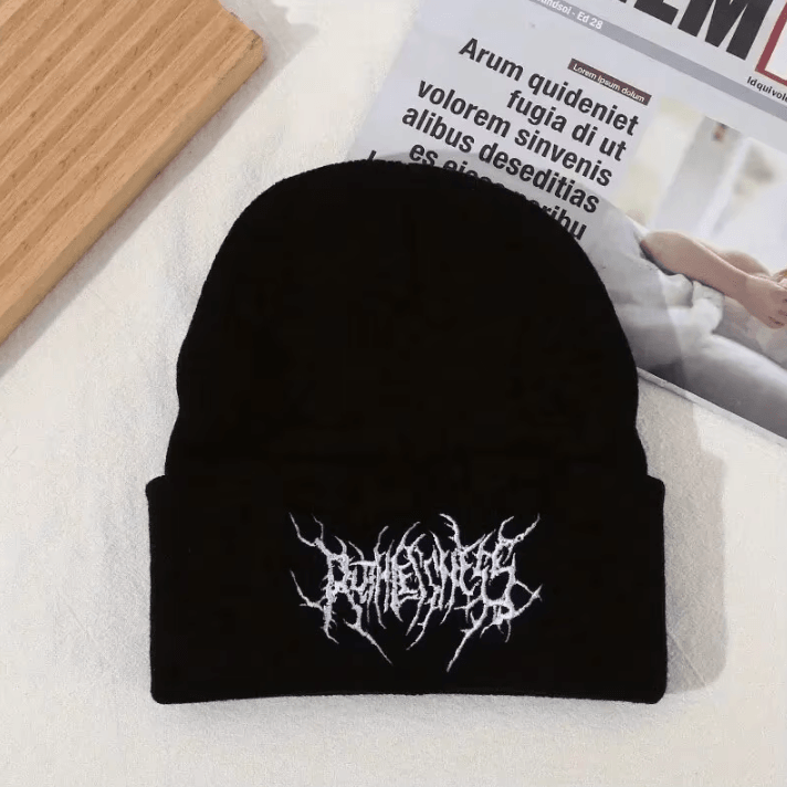 Gothic Knit Beanie Hat Unisex Acrylic Winter Skull Cap Street Style Warm Beanie