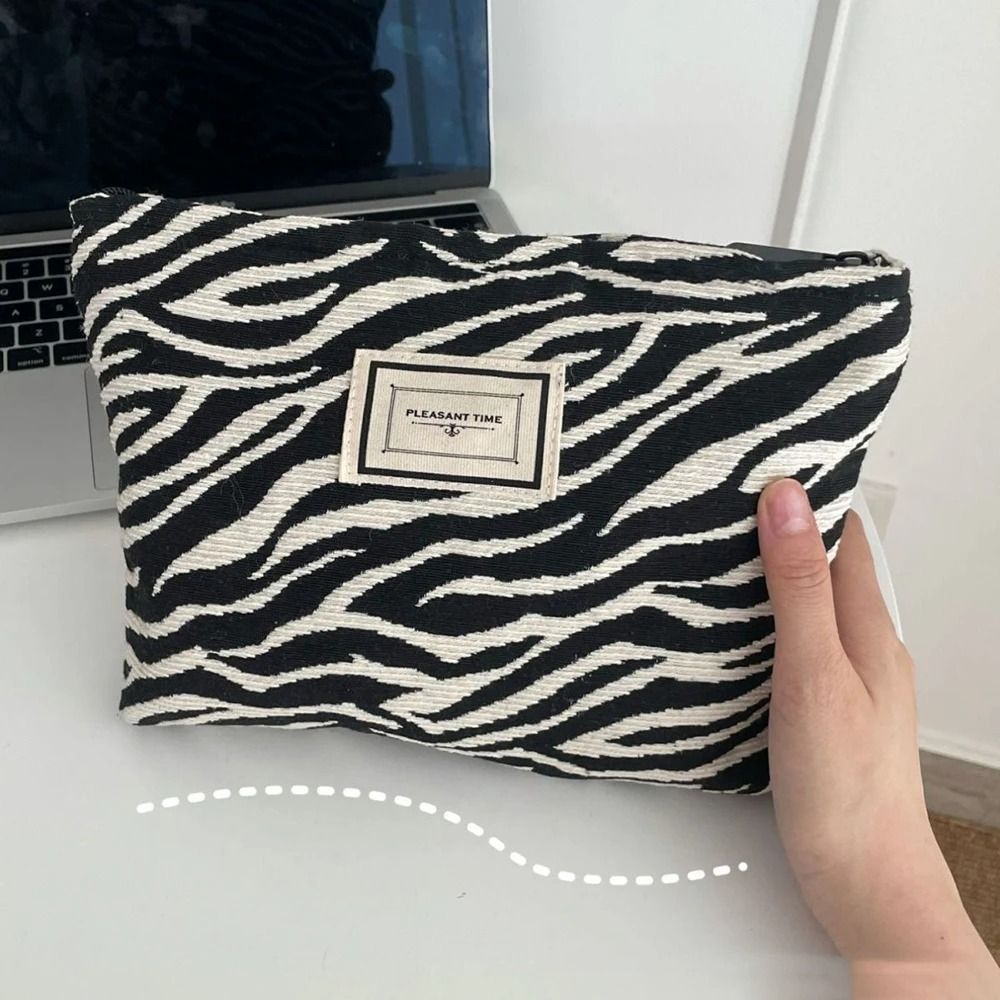 Zebra Print Makeup Bag Large Capacity Cosmetic And Toiletry Storage Pouch
