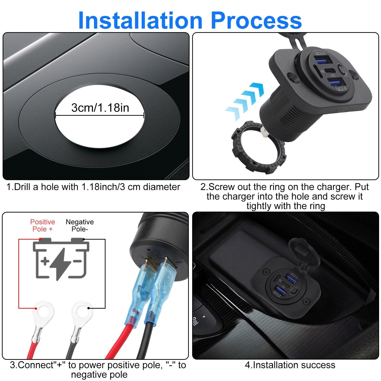 Dual USB Car Charger Socket - Fast Charging