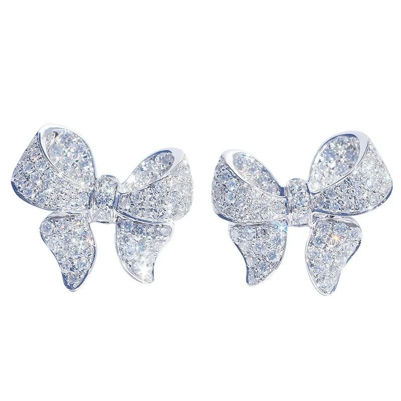 Bowknot Crystal Zircon Stud Earrings for Women
