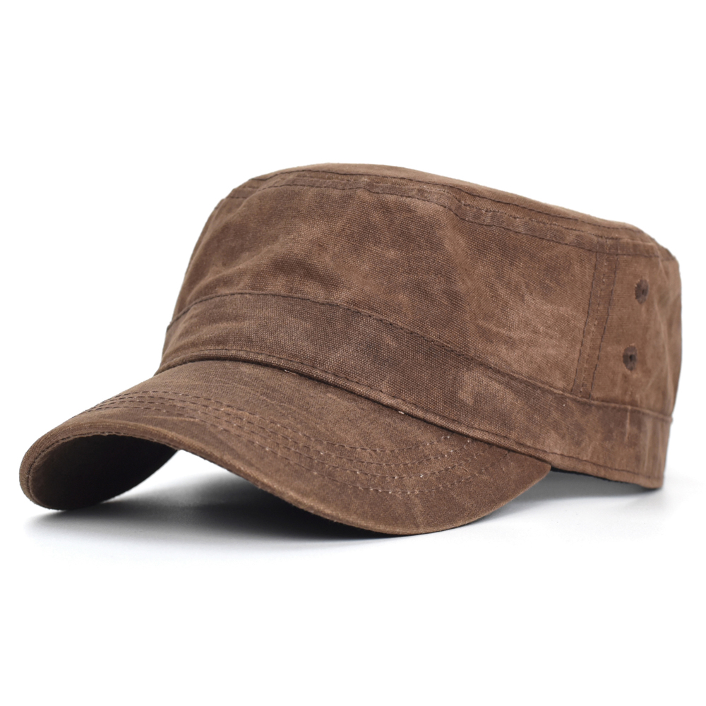 Men Waterproof Cadet Army Cap, Waxed Canvas Cotton Military Caps, Vintage Flat Top Hat with Unique Design.