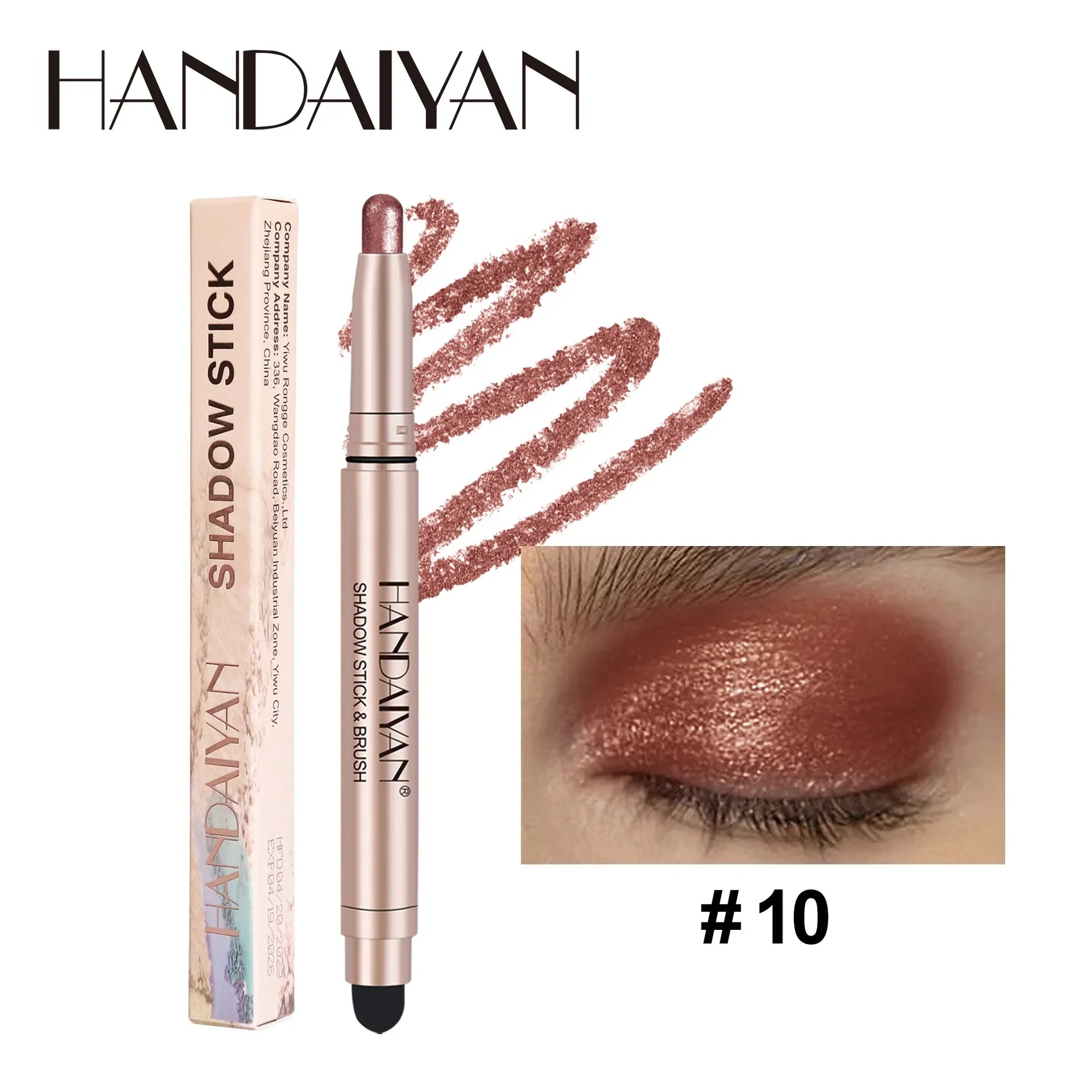 Waterproof Smoky Dark Black Eyeshadow Pencil Stick Matte Metallic Pearlescent Glitter Makeup Tool Highlighter Pen