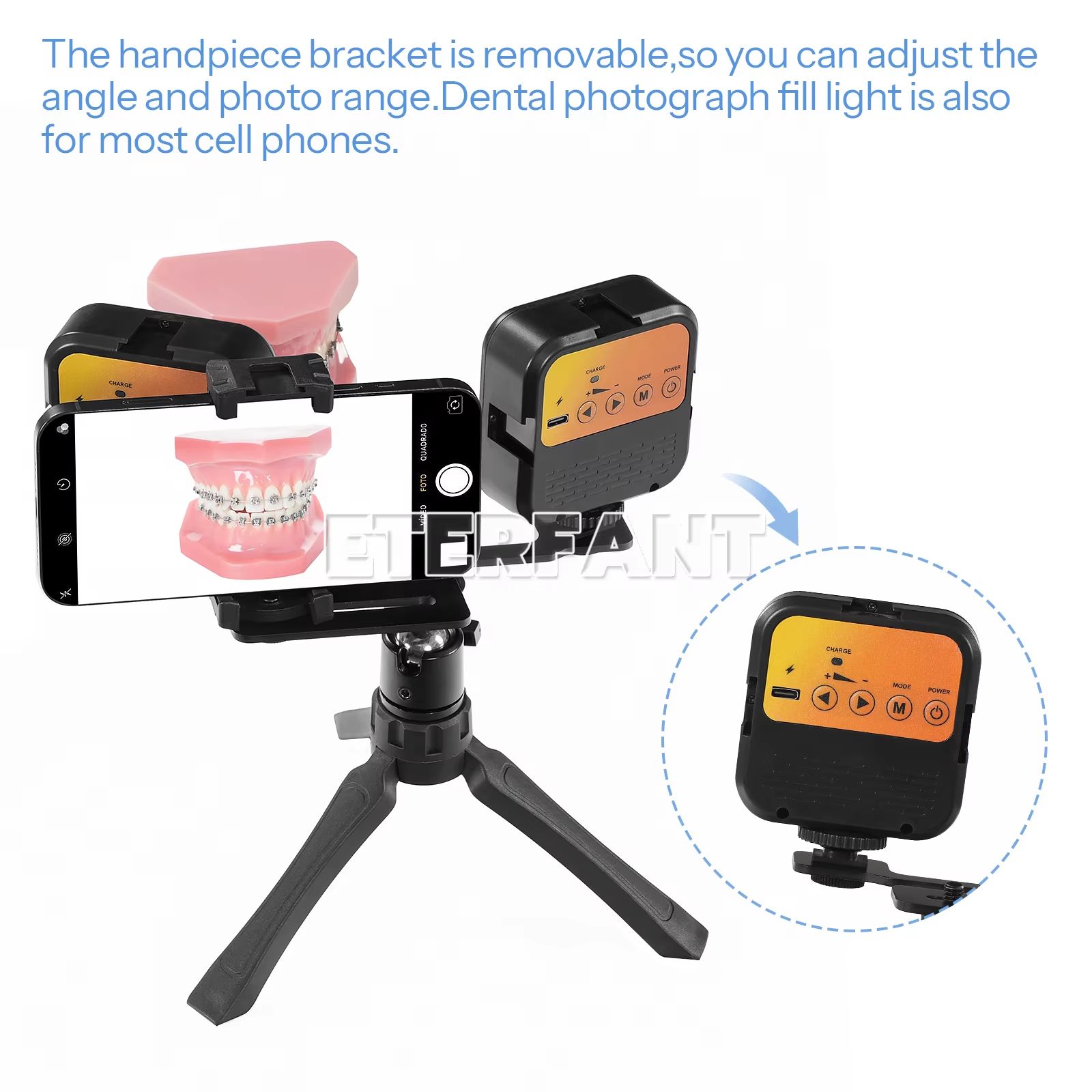 ETERFANT Dental LED Flash Photography Fill Light – 7W Oral Camera Lighting Tool for Phones (3000K–7000K)