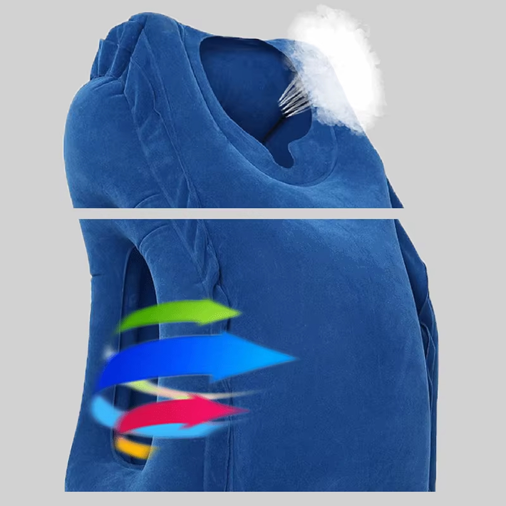 ComfortAir Inflatable Travel Pillow for Airplane and Office Nap Support