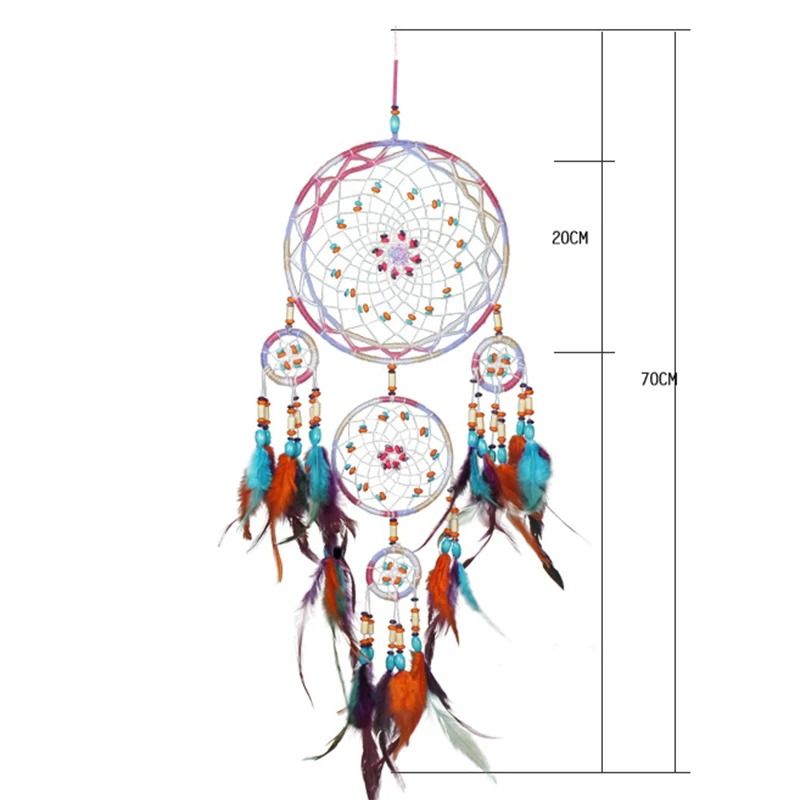 Five-Ring Celestial Dream Catcher – High-Definition Tiered Textile Sculpture