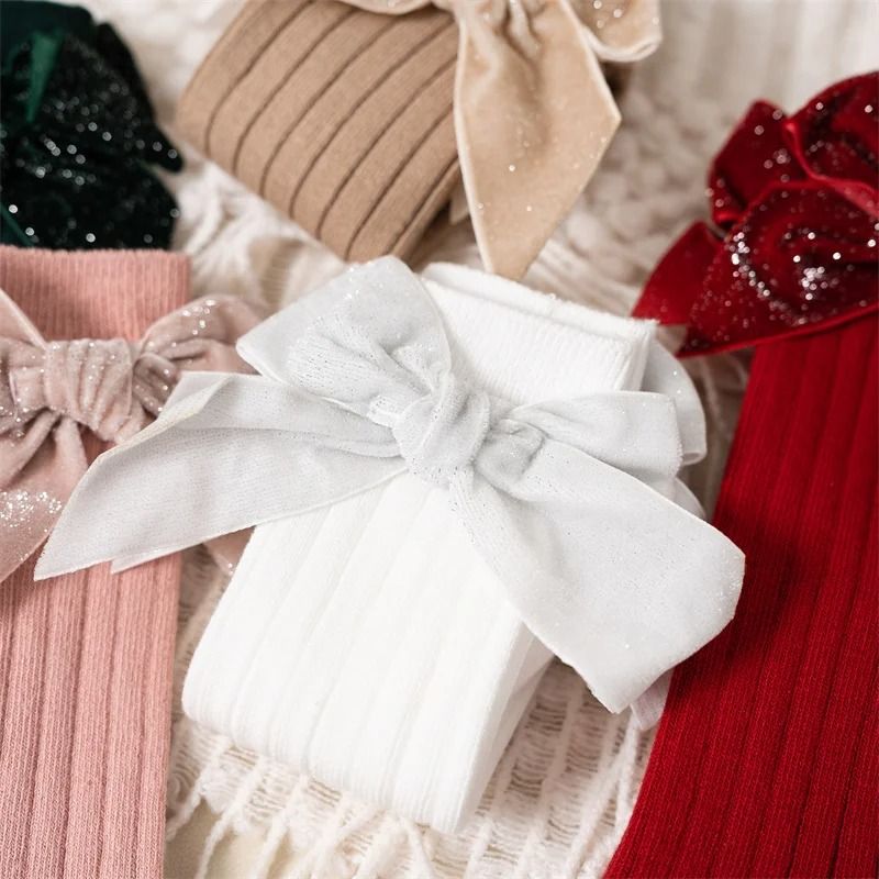 Baby Girls Knee High Bow Socks Soft Cotton Winter and Autumn Kids Socks