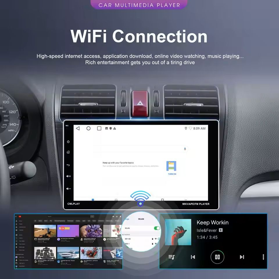 9-Inch Android Car Multimedia Player with CarPlay and Bluetooth