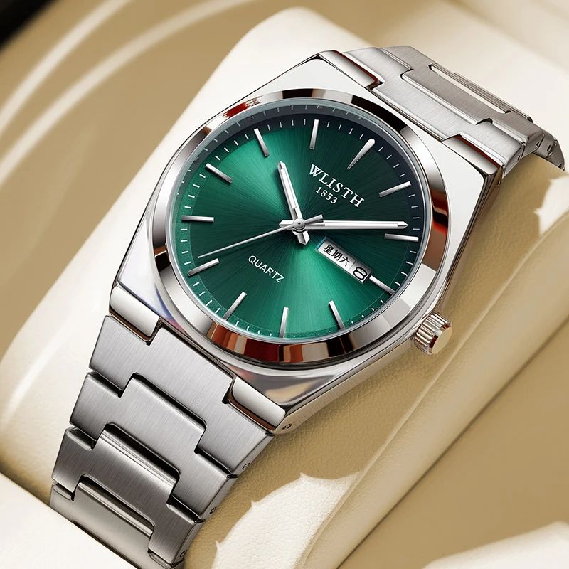 WLISTH Executive Waterproof Stainless Steel Men's Quartz Watch with Calendar & Week Display