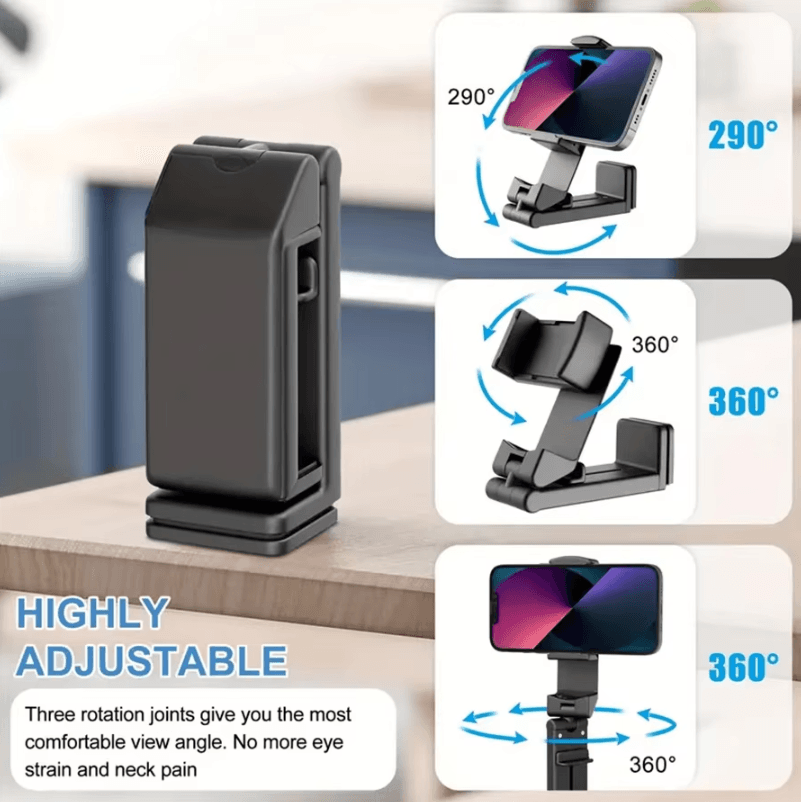 Foldable Travel Phone Holder – Adjustable Portable Airplane Phone Stand Desk Mount for Flight, Train, and Car Seats