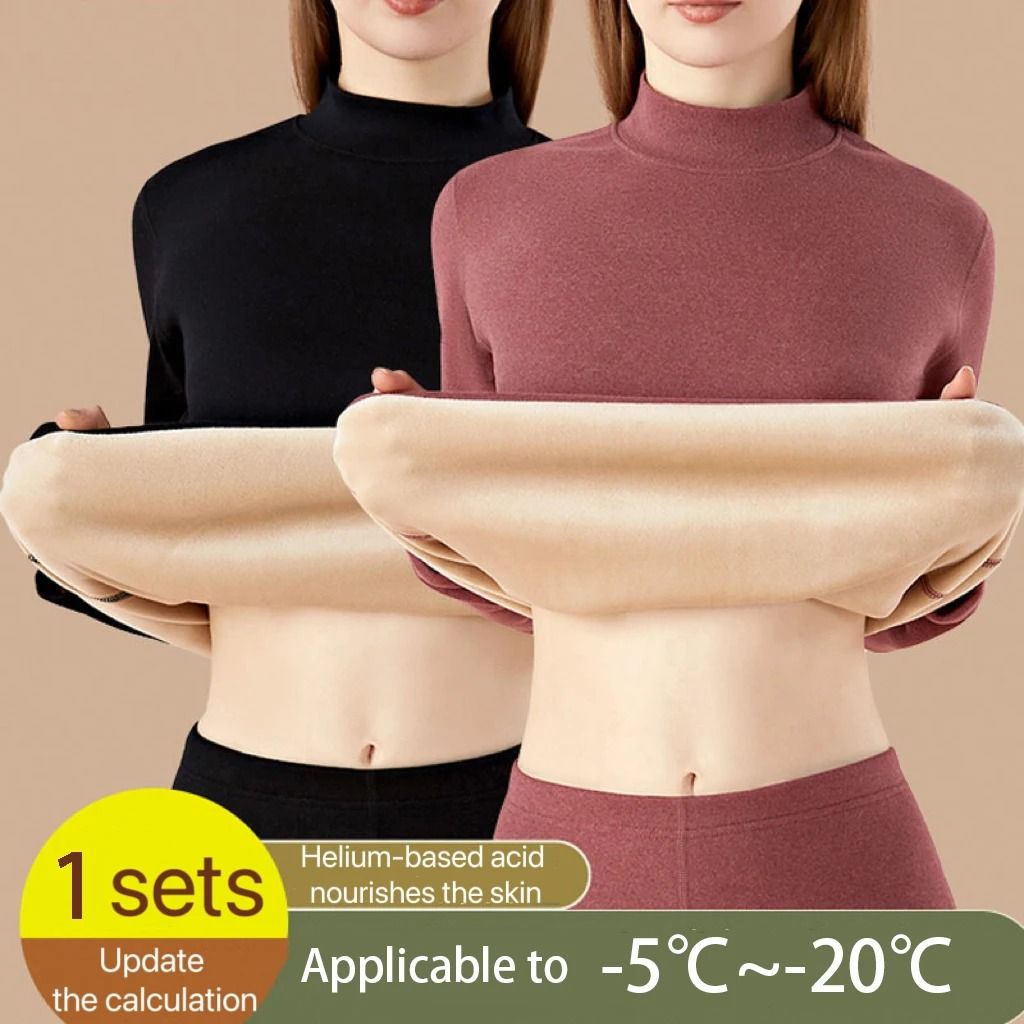 Womens Ultra Thick Thermal Underwear Set Seamless Long Sleeve Winter Clothing
