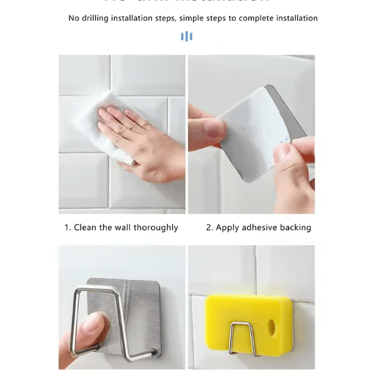 Stainless Steel Adhesive Wall Hooks No Drill Bathroom Towel Hooks Heavy Duty Waterproof Hanging Hooks
