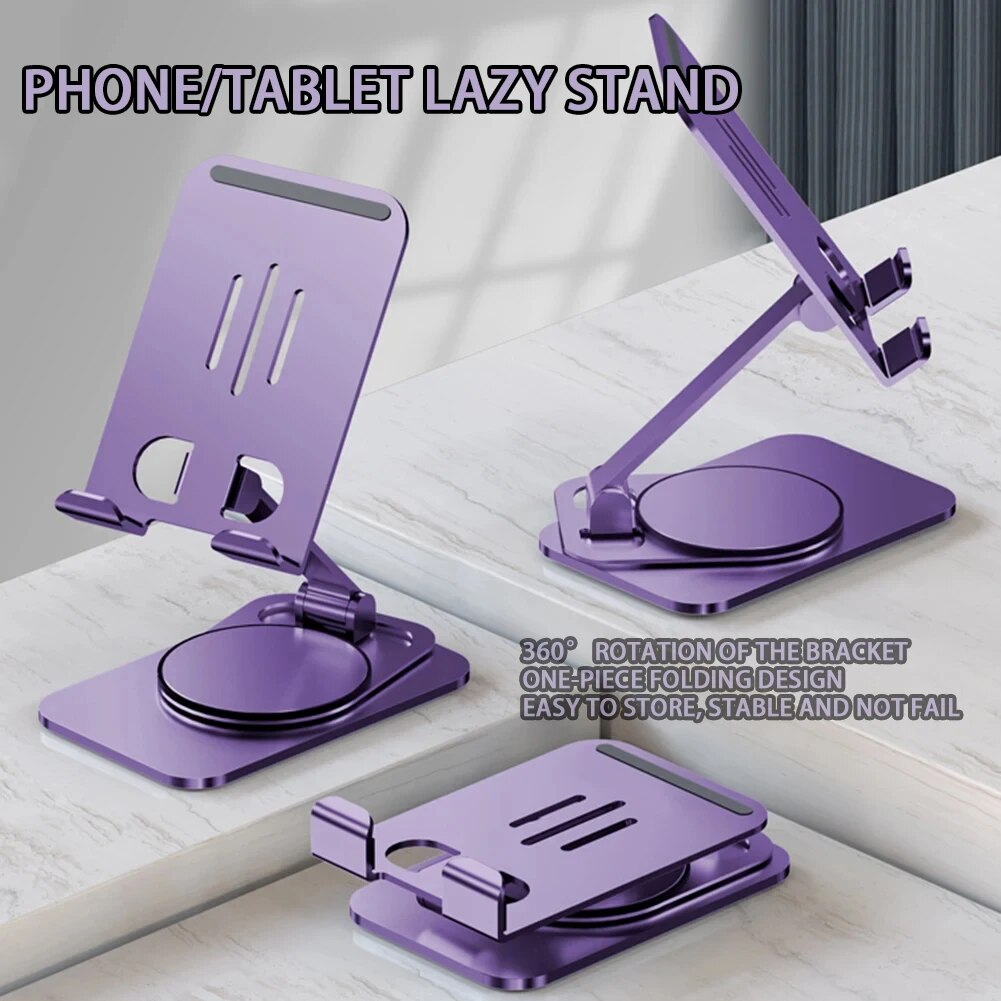 Portable Foldable Stand for Mobile Phone, 360 Degree Rotating Tablet Stand, Metal Lazy Stand Expansion